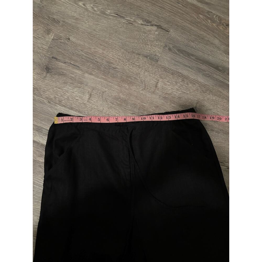 J. Jill Black 100% Linen Wide Leg Pants Elastic Waist Pull On M - Picture 7 of 9